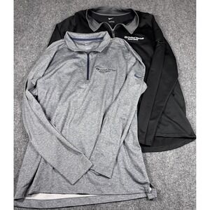 2 Nike 1/4 zip Long sleeve Pullover Men's Large Black Gray Golf Lightweight